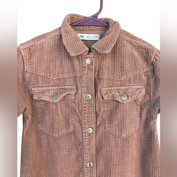 ZARA kids (Girls) corduroy pale pink dress size 7 button down preloved - Picture 2 of 6